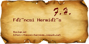 Fáncsi Hermiás névjegykártya